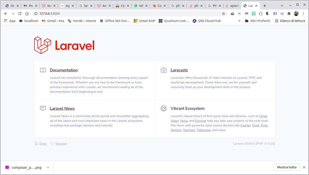 Laravel nuova applicazione